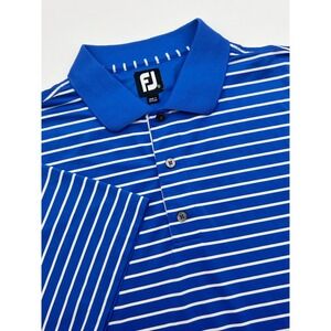 FootJoy Polo Shirt Mens XL Blue Striped Golf FJ Performance‎ Stretch Teton Pines
